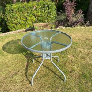 Round Outdoor Tempered-Glass Garden Table