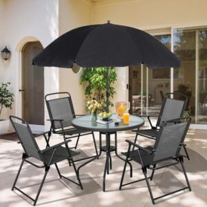 6-Piece Round Outdoor Dining Set (With Umbrella)
