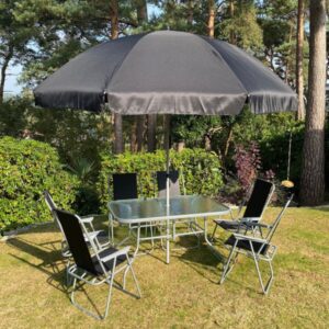 6-Seater Outdoor Dining Table Set (Rectangle Table + Umbrella)